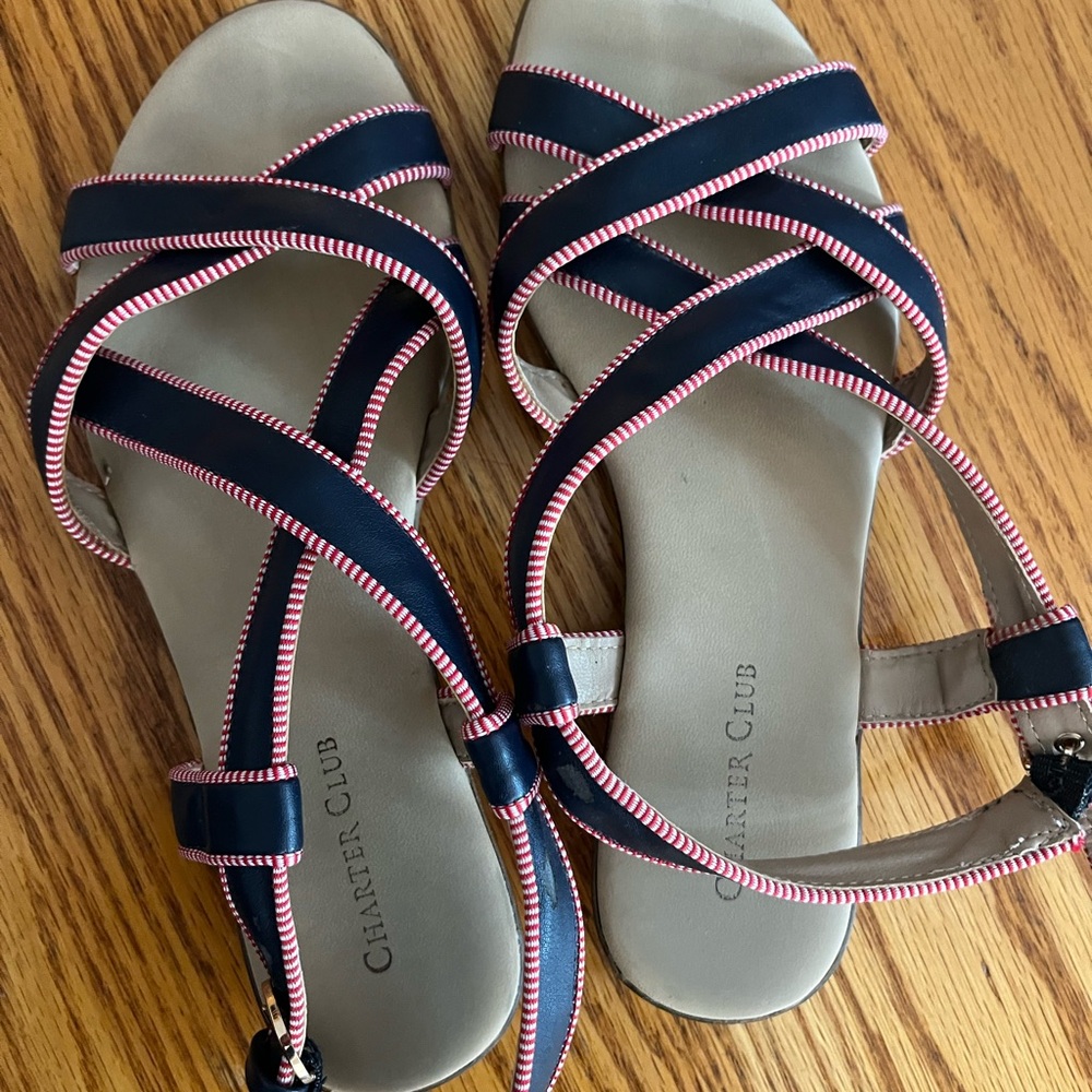 Charter Club Navy and Pink Women's Sandals 7